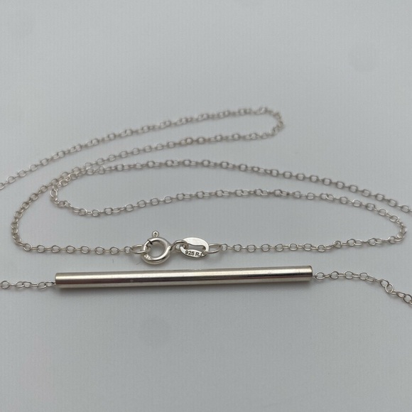 Sterling Silver 925 Bar Necklace - Picture 4 of 6